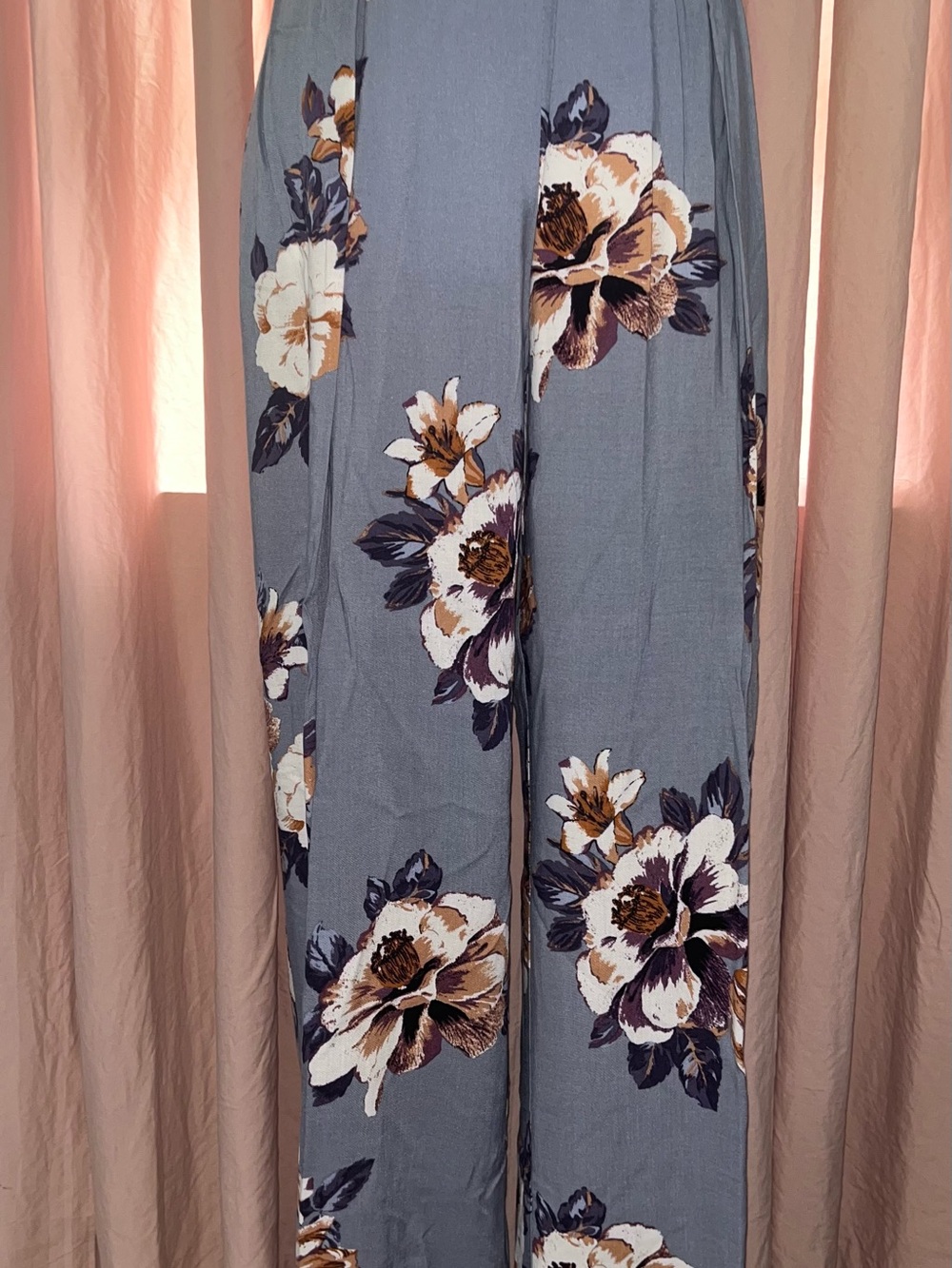 Gypsies & Moondust Slate Blue Floral Wide-Leg Pants